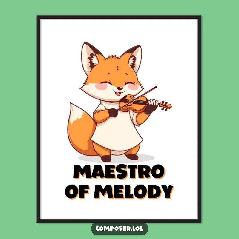 Funny Fox Violinist Poster: Wall Art to Conduct Laughter and Joy
