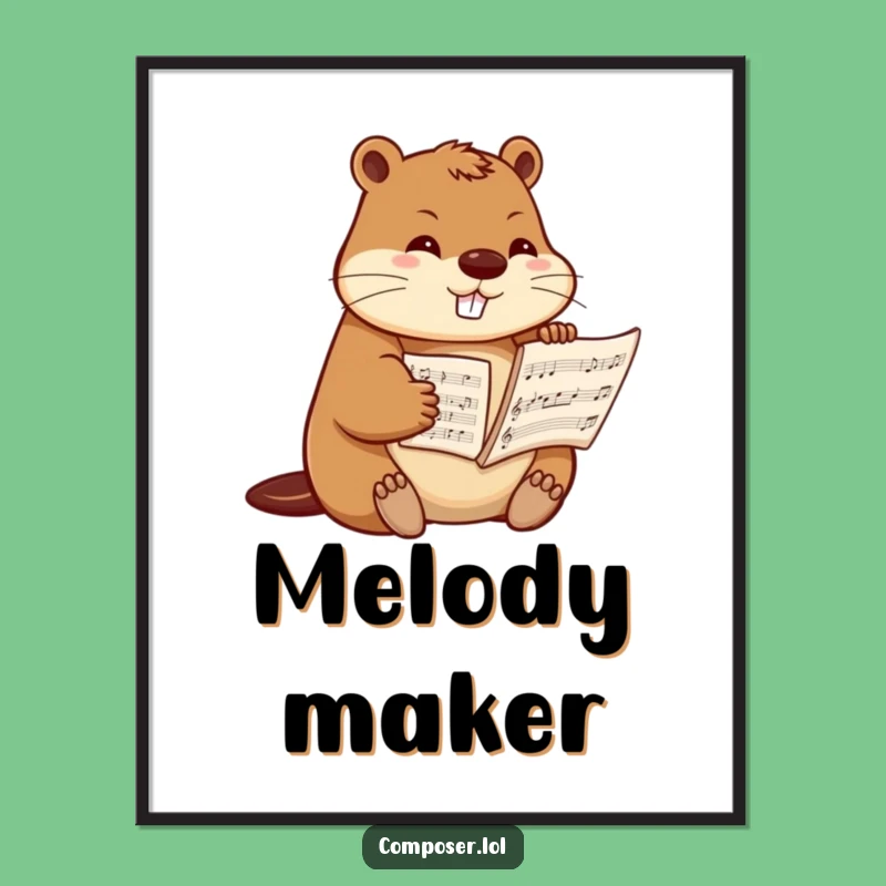 Funny Beaver Composer Poster: Wall Art for the Meticulous Music Lover