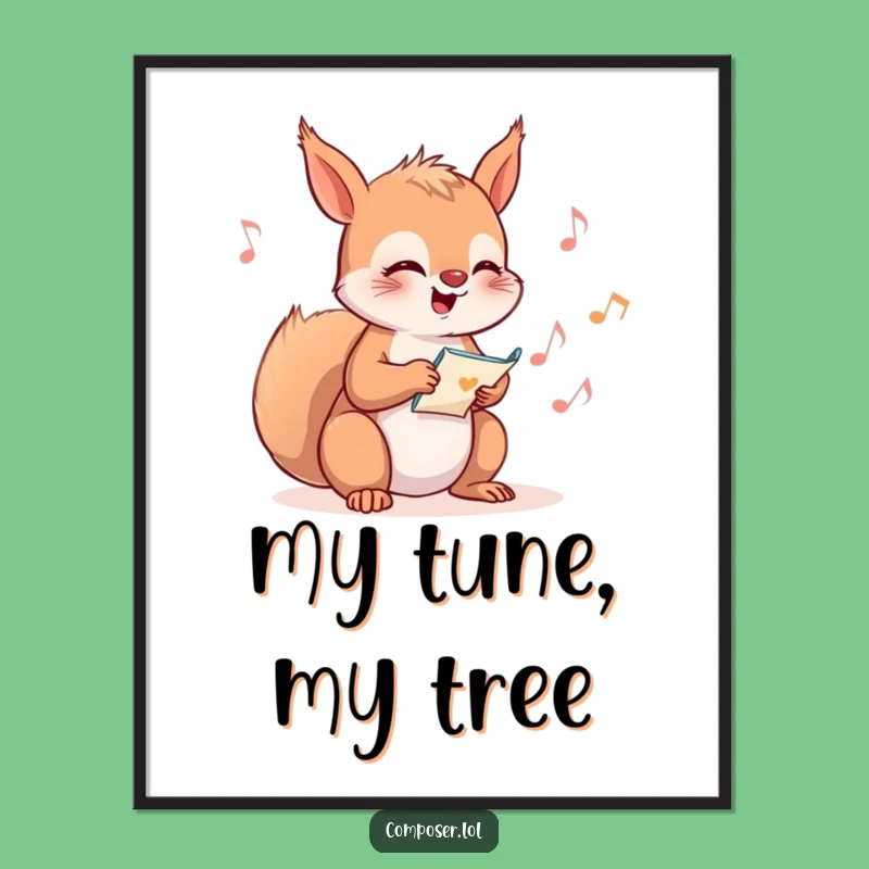 Funny Squirrel Composer Poster: Whimsical Squirrel Music Art Print