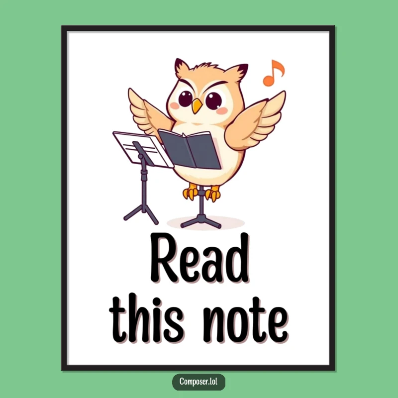 Funny Owl Composer Poster: Wise Wall Art for Music Lovers