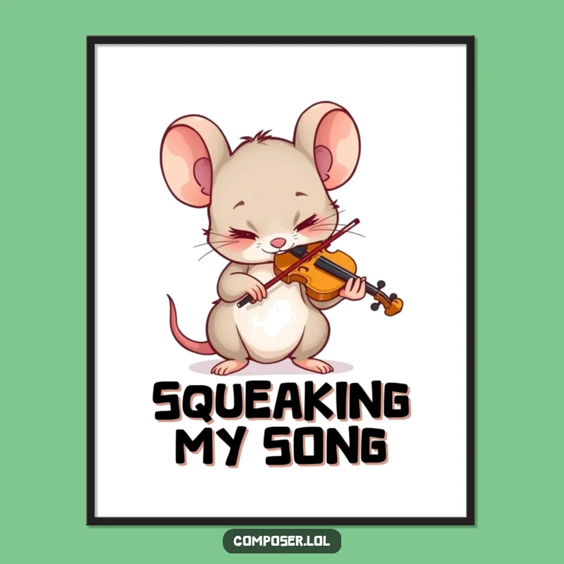 Funny Mouse Violinist Poster: Intense Concentration Art Print, Perfect Gift