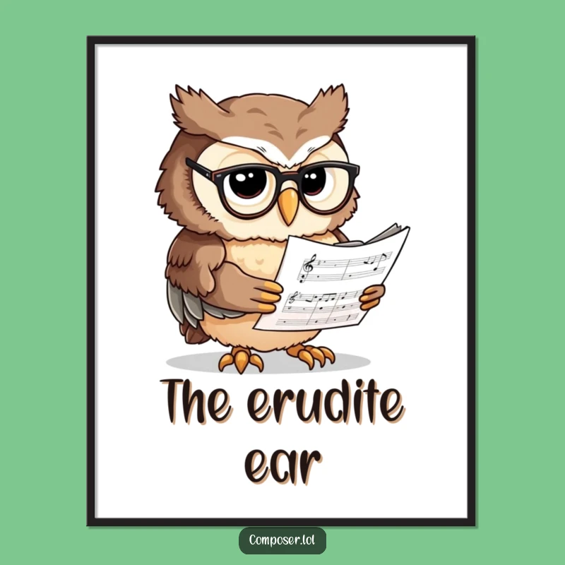 Funny Owl Scholar Poster - Wise Wall Art for Music Enthusiasts