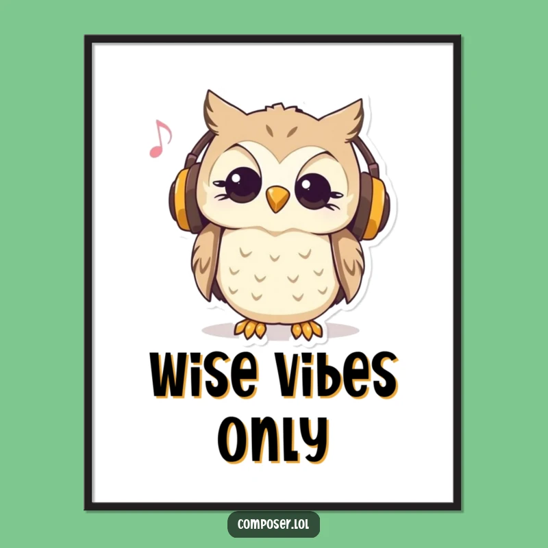 Funny Curious Owl Music Poster: Hip Wall Art for Melody Lovers