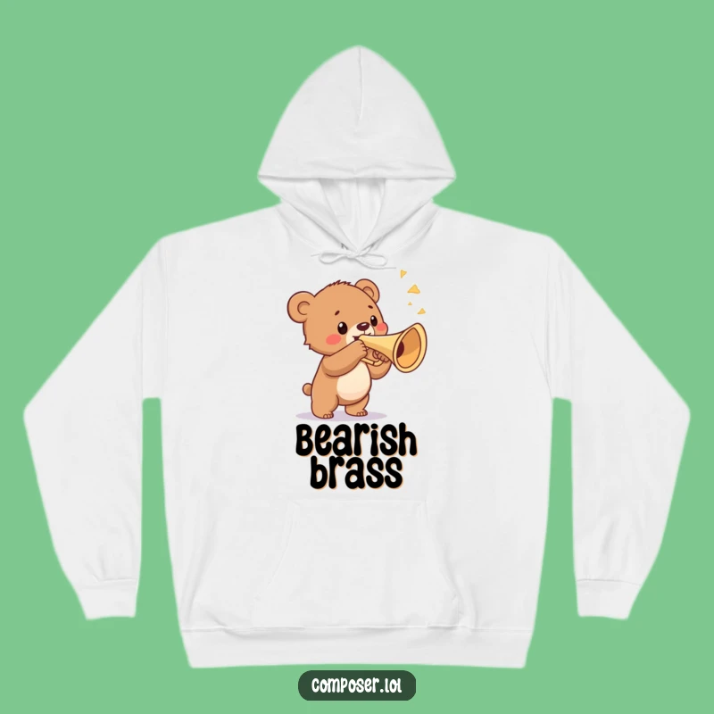 Funny Bear Cub Trumpet Hoodie - Cozy Fanfare Sweatshirt, Bold Gift