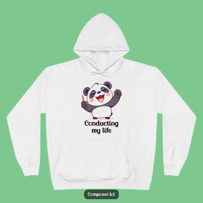 Cozy Funny Panda Conductor Hoodie - Warm & Humorous Musical Gift