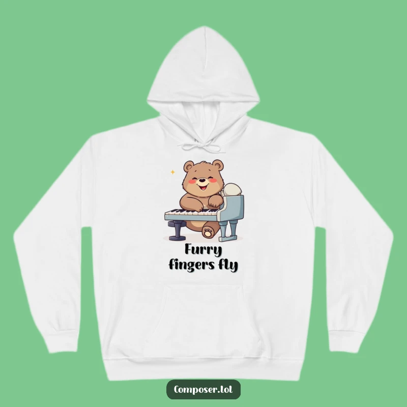 Cozy Funny Bear Composer Hoodie: Warm Up with Musical Paws!