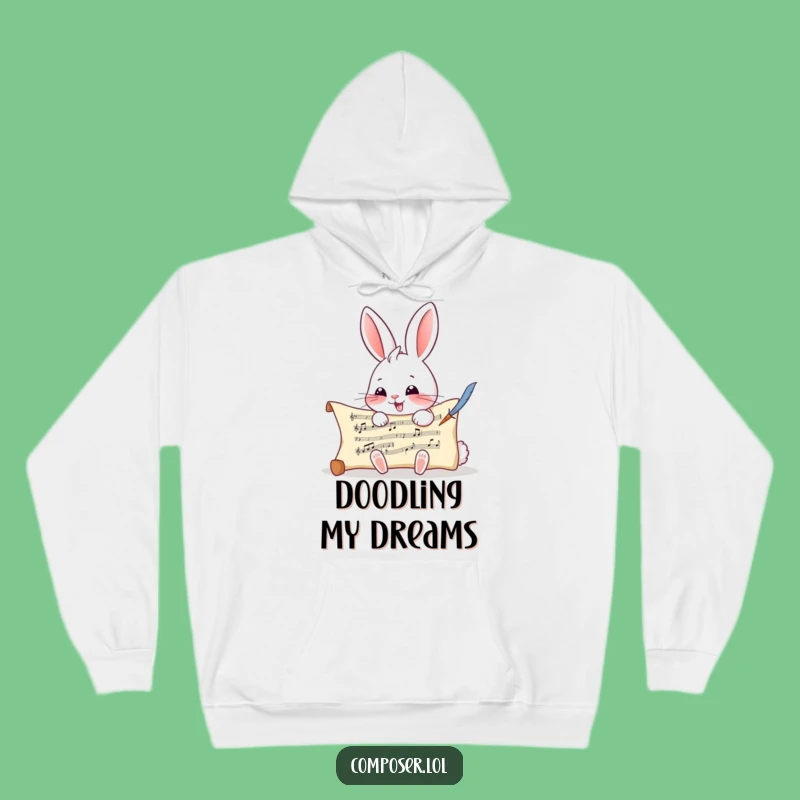 Cozy Funny Rabbit Composer Hoodie - Warm & Whimsical Music Wear