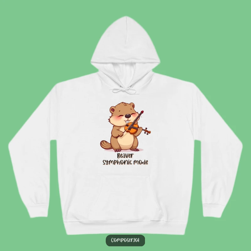 Funny Beaver Violinist Hoodie: Cozy Up with Focused Musical Vibes!