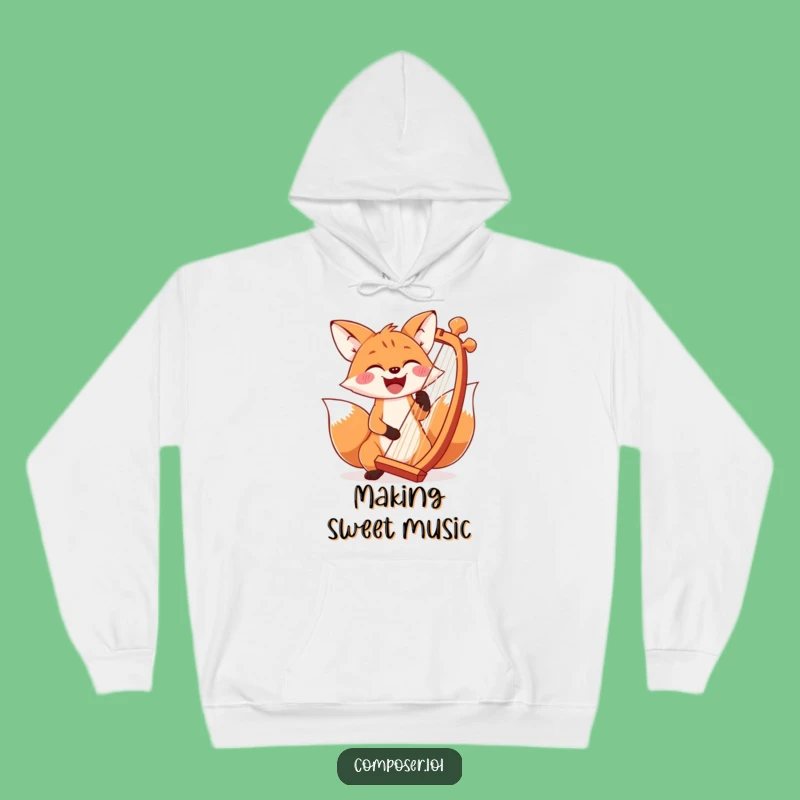 Funny Fox Harp Hoodie: Cozy Musician Sweatshirt, Perfect Gift for Harpists