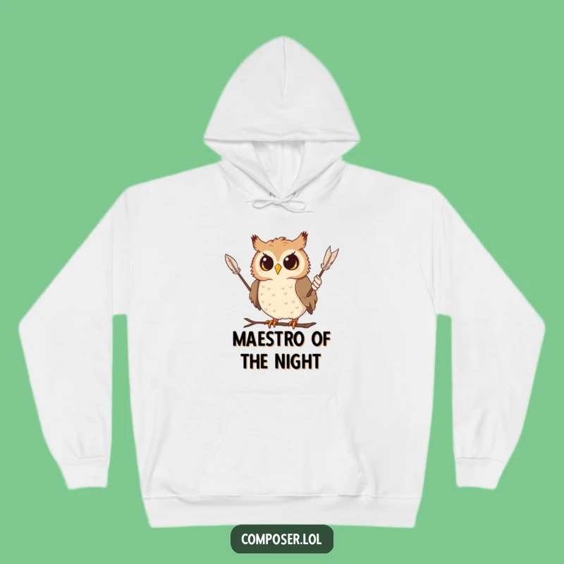 Funny Owl Maestro Hoodie: Cozy and Hilarious Gift for Music Lovers and Night Owls