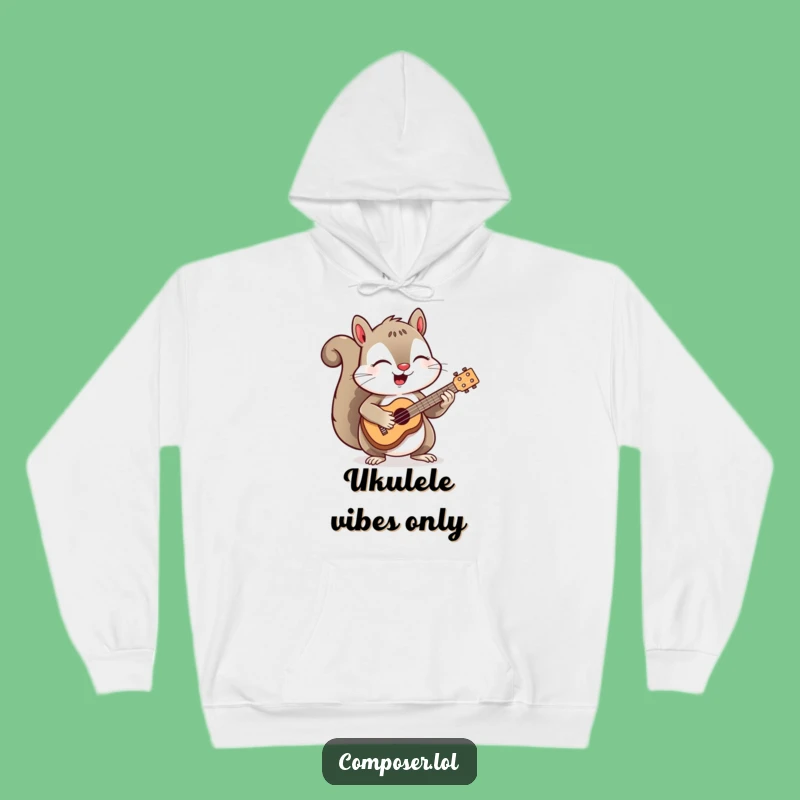 Funny Squirrel Ukulele Hoodie: Cozy Vibes with Woodland Tunes