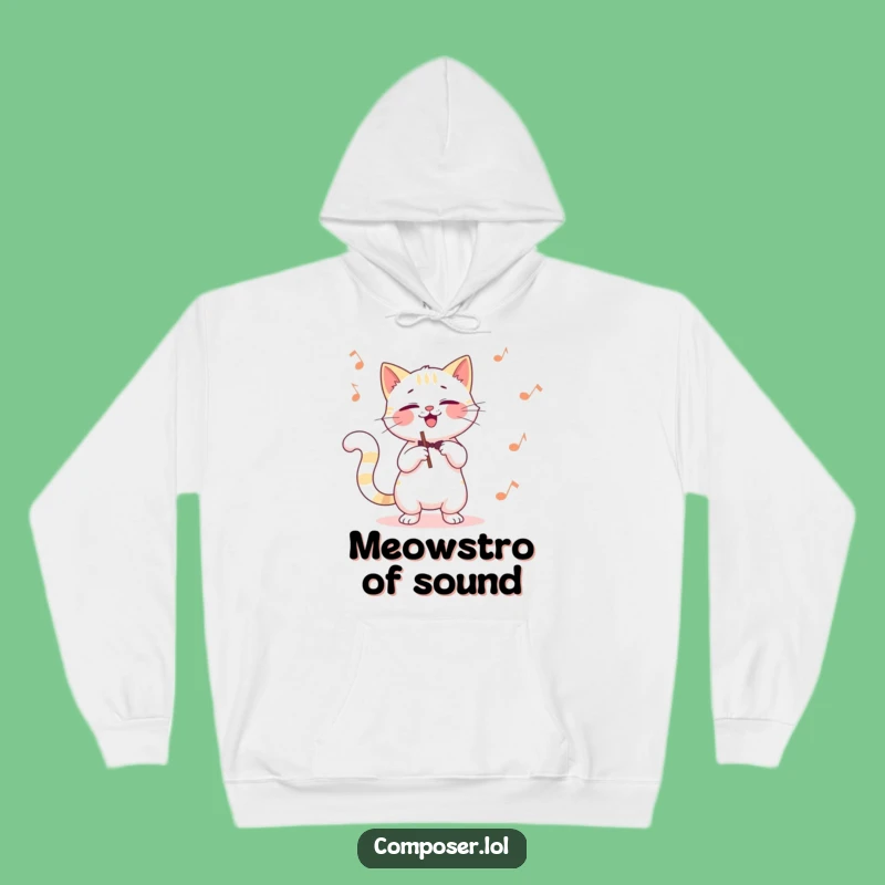 Cozy Funny Cat Composer Hoodie: Warm Up with Feline Conducting