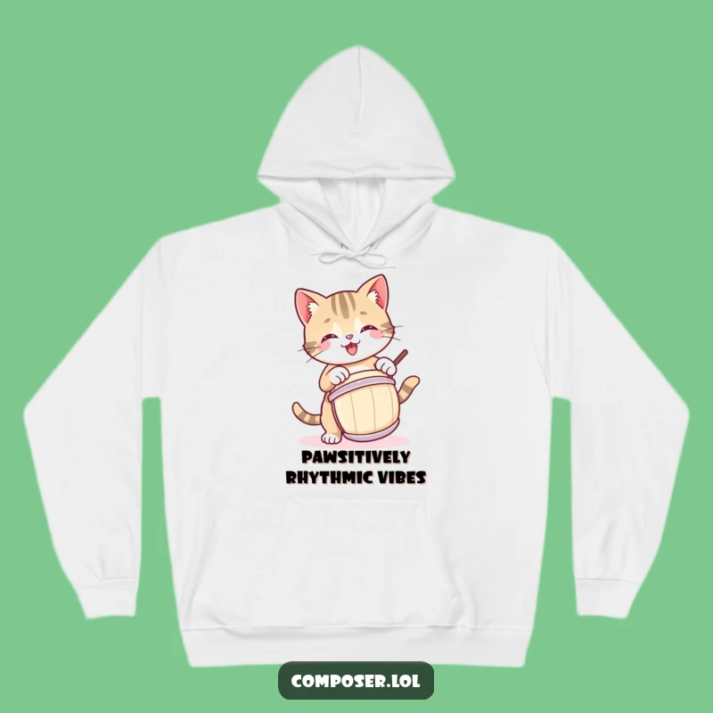 Funny Kitty Drummer Hoodie: Cozy Up with a Playful Cat's Musical Vibes!