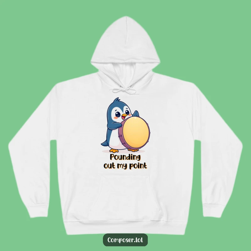 Funny Penguin Drummer Hoodie: Cozy and Hilarious Percussionist Sweatshirt, Great Gift