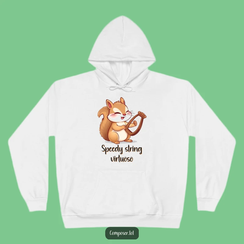 Funny Squirrel Composer Hoodie: Cozy, Witty Harpist Apparel for Ultimate Music Lovers