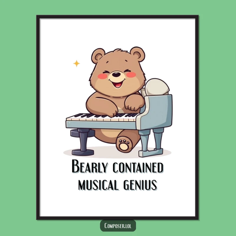 Free Printable Bear Pianist Wall Art: Hilarious Downloadable Art for Music Lovers!