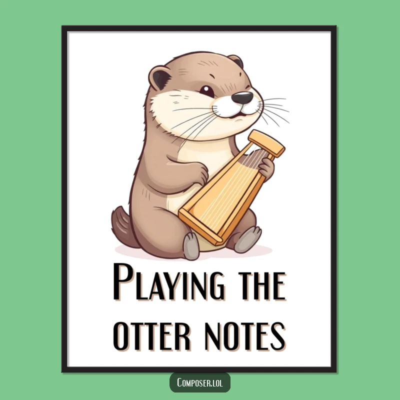 Free Printable Funny Otter Harpist Wall Art - Elegant Downloadable Decor