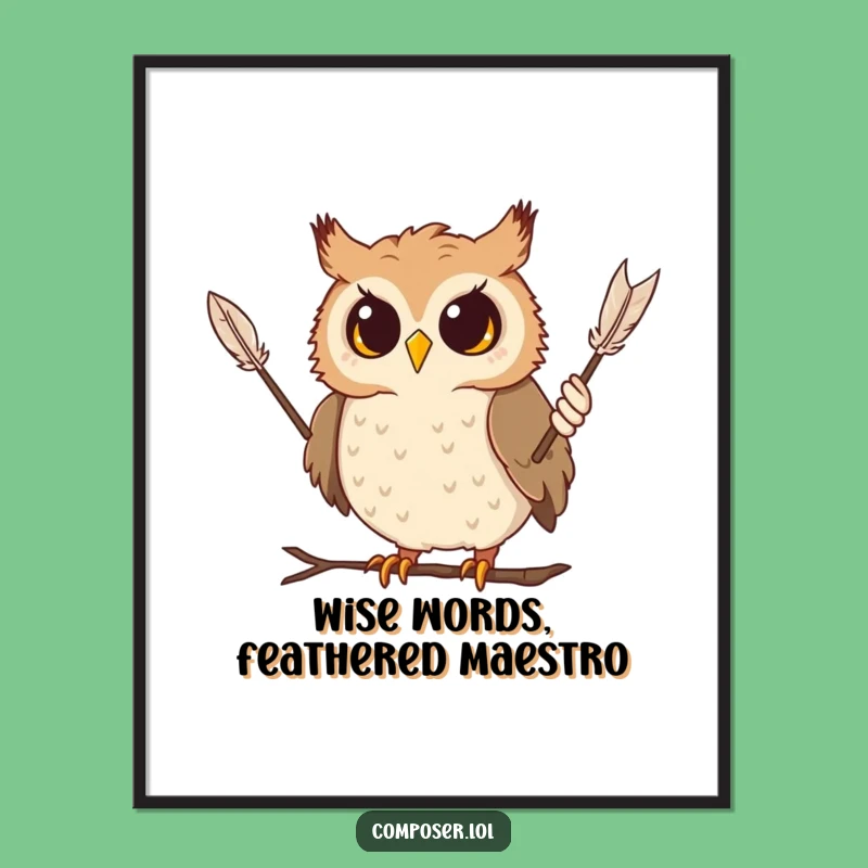 Free Printable Funny Owl Conductor Wall Art - Quirky Downloadable Decor
