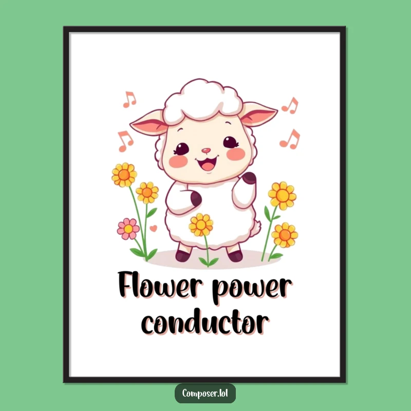 Free Printable Funny Sheep Conductor Wall Art - Whimsical Downloadable Decor