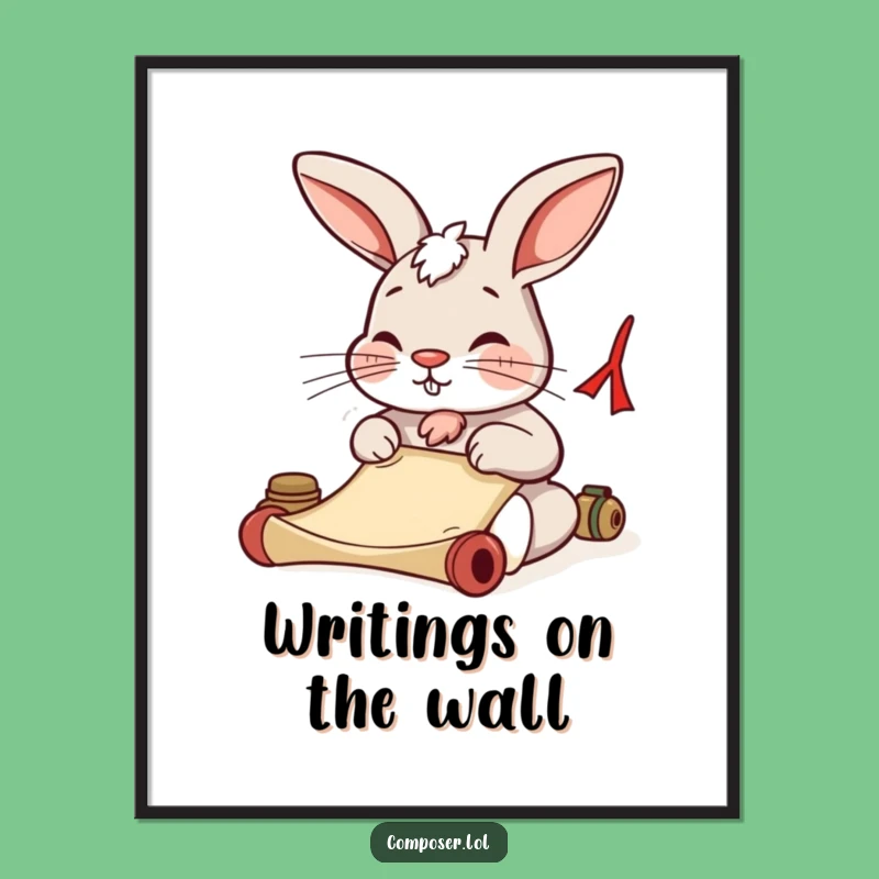 Free Printable Rabbit Art: Funny Writer Downloadable Wall Art for Book Lovers