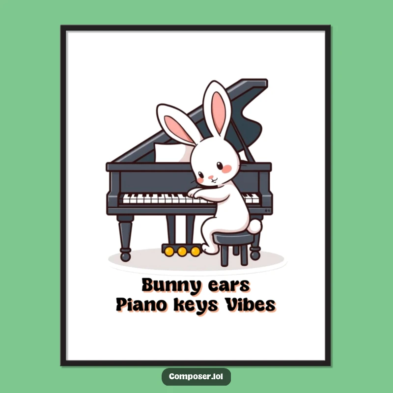 Free Printable Wall Art: Piano Rabbit Character Funny Downloadable Art
