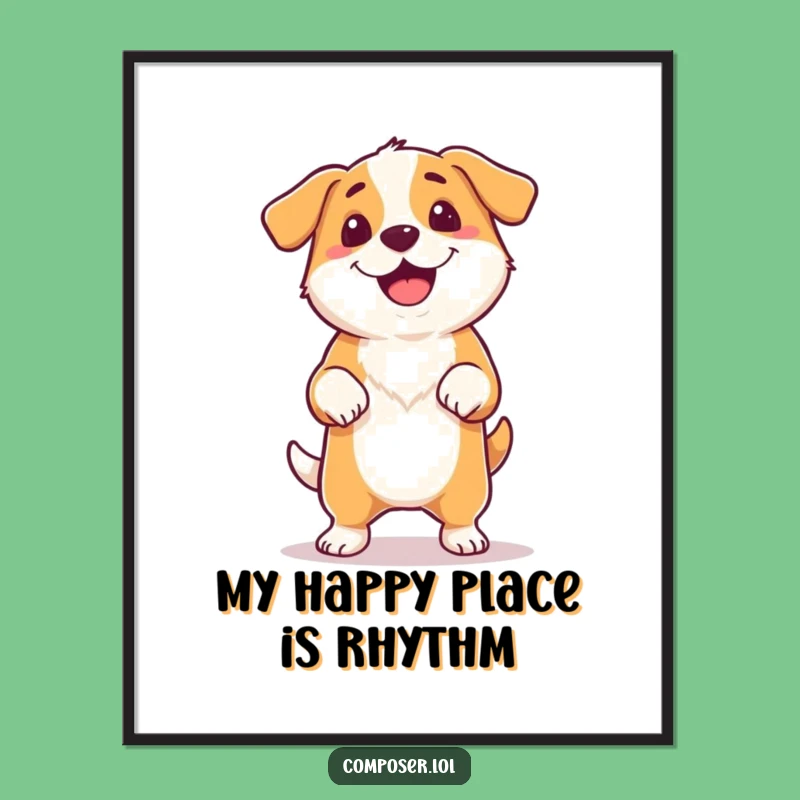 Free Printable Wall Art: Proud Dog Grooving, Unique Downloadable Decor