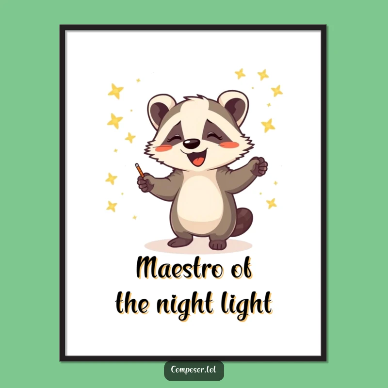Funny Free Printable Wall Art: Adorable Badger Conductor Decor Downloadable Gift