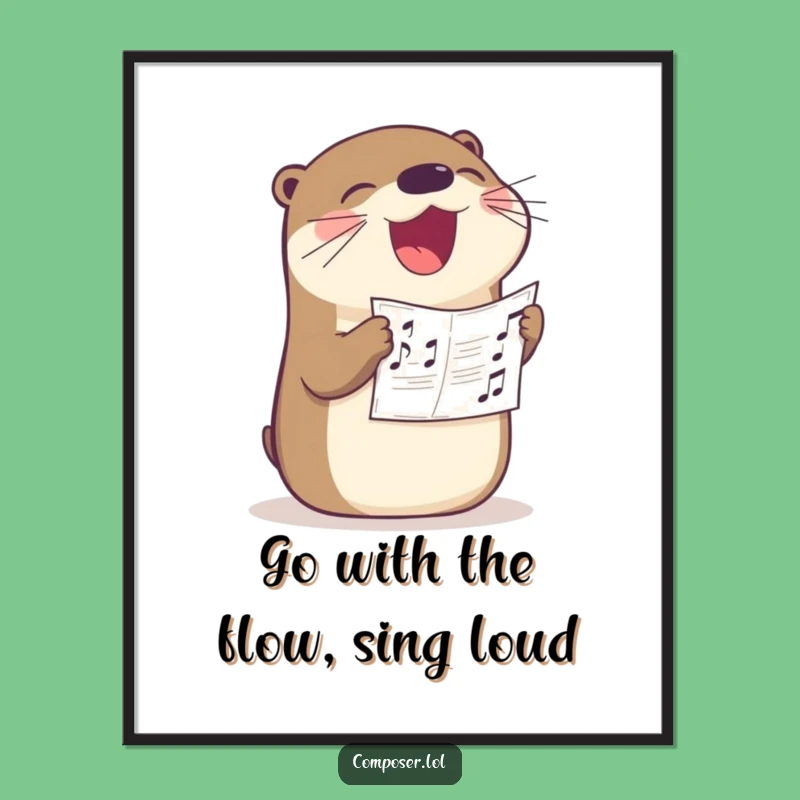Funny Free Printable Wall Art: Happy Otter Singer, Hilarious Downloadable Art for a Cheerful, Musical Space