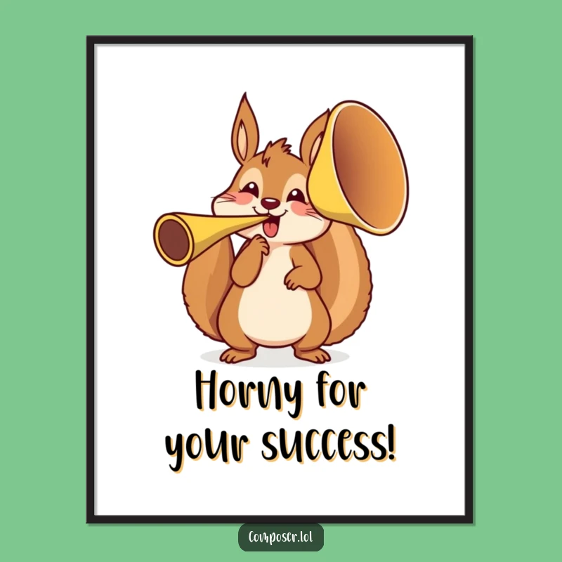 Funny Free Printable Wall Art: Squirrel's Horn Serenade Downloadable Decor