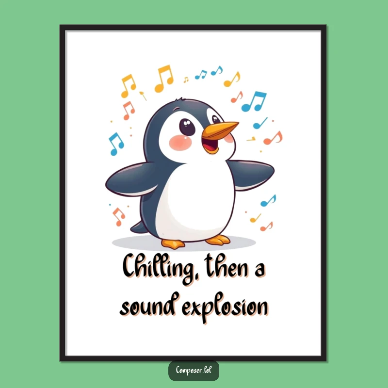Funny Free Printable Wall Art: Surprised Penguin, Hilarious Downloadable Art for a Whimsical, Quirky Space