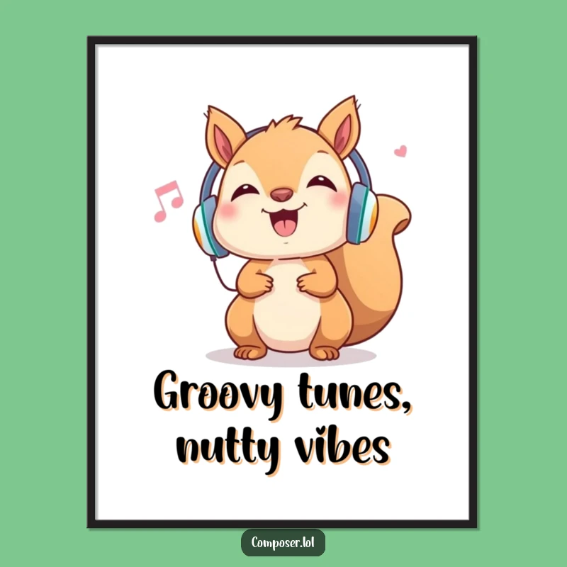 Free Printable Wall Art: Funny Squirrel DJ Grooving - Humorous Downloadable Decor!