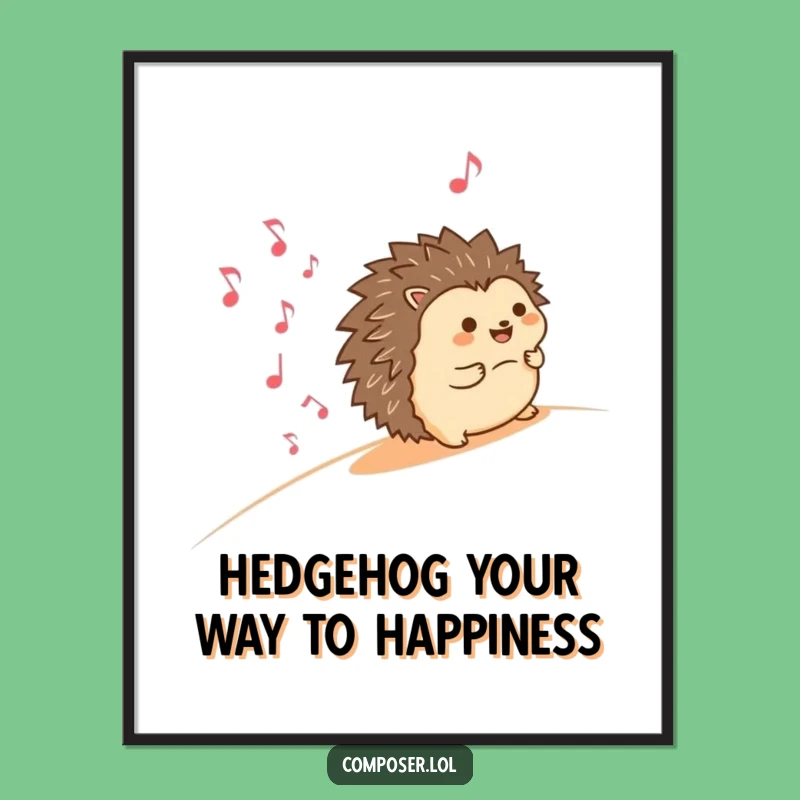Free Printable Hedgehog Wall Art: Funny Rolling Musical Notes Downloadable Decor