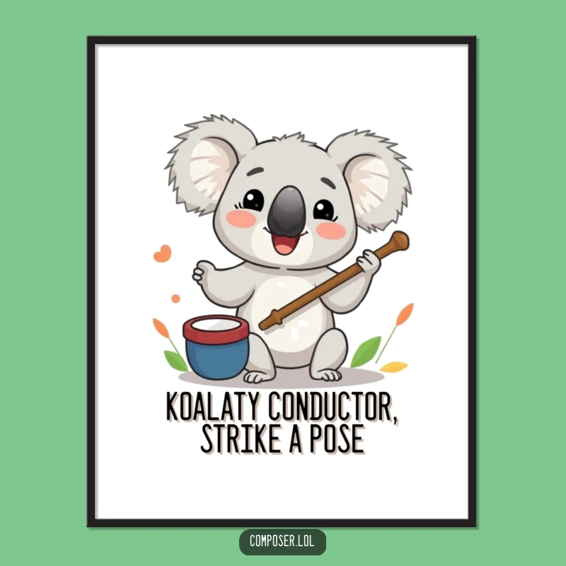 Free Printable Koala Conductor Wall Art - Funny Downloadable Art for Music Lovers