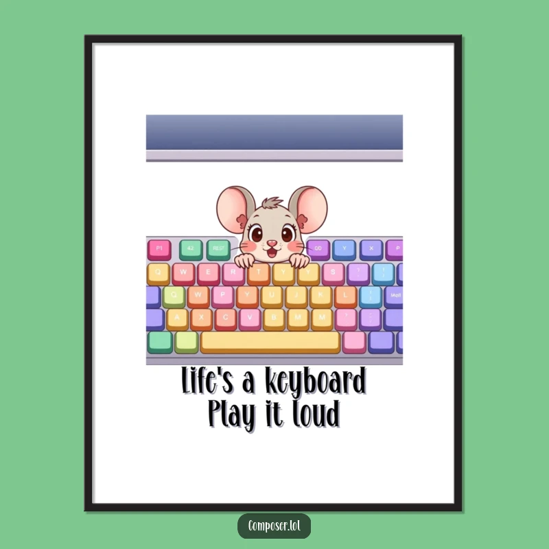 Free Printable Wall Art: Musical Mouse Surprise Funny Downloadable Decor