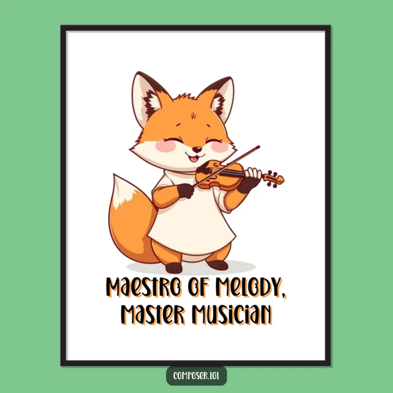 Funny Free Printable Violin Fox Wall Art - Musical Downloadable Decor