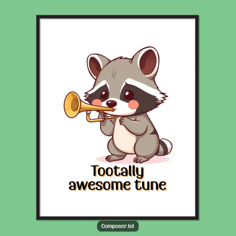 Free Printable Raccoon Trumpet Wall Art - Funny Musical Downloadable Decor for Playful Spaces