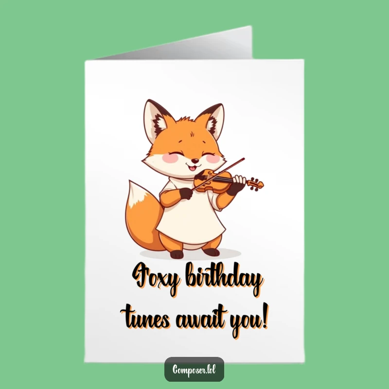 Free Printable Violin Fox Birthday Card - Funny Downloadable Music Gift