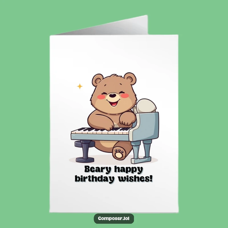 Free Printable Bear Pianist Birthday Card: Fun Downloadable Gift for Music Enthusiasts!