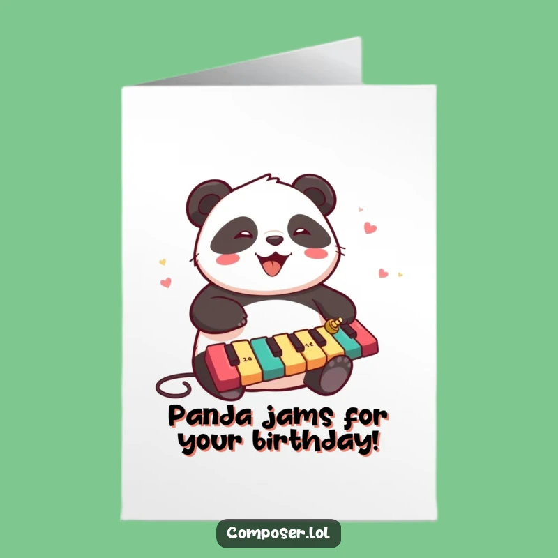 Free Printable Birthday Card: Panda's Xylophone Jam for a Fun Day!