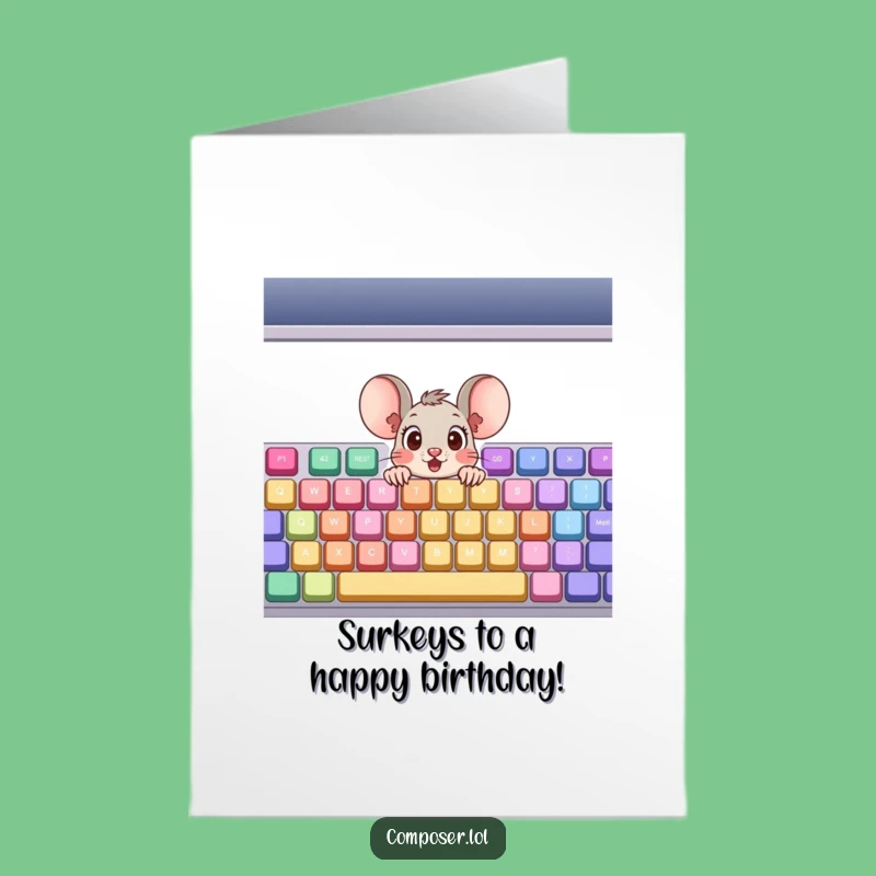 Free Printable Birthday Card: Surprised Mouse Piano Fan Funny Gift