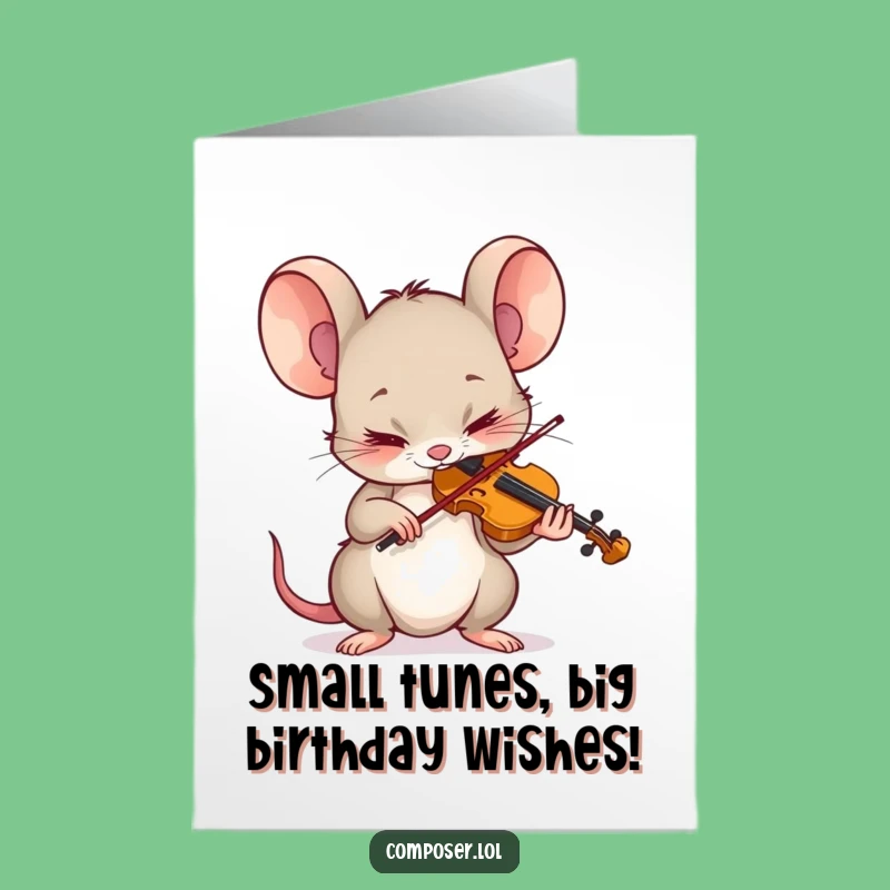 Free Printable Mouse Violinist Birthday Card - Focused Funny Downloadable Gift for Music Lovers