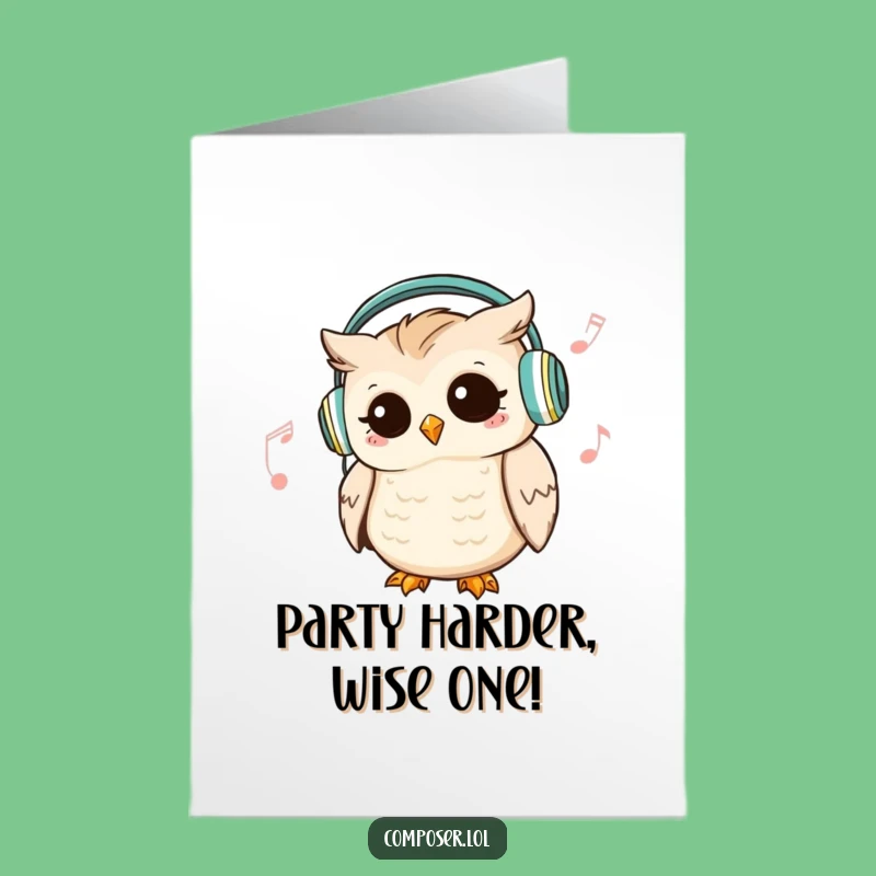 Free Printable Owl DJ Birthday Card - Funny Downloadable Gift for Music Lovers & Owls