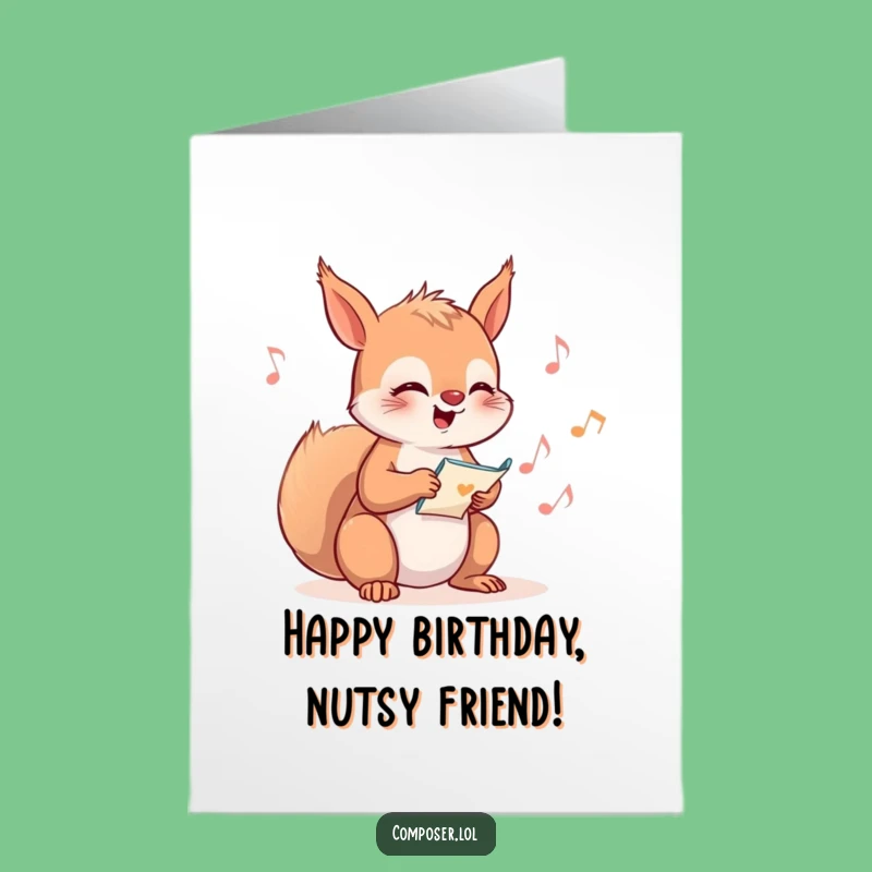 Free Printable Squirrel Composer Birthday Card: Funny Downloadable Gift for Humorous Wishes