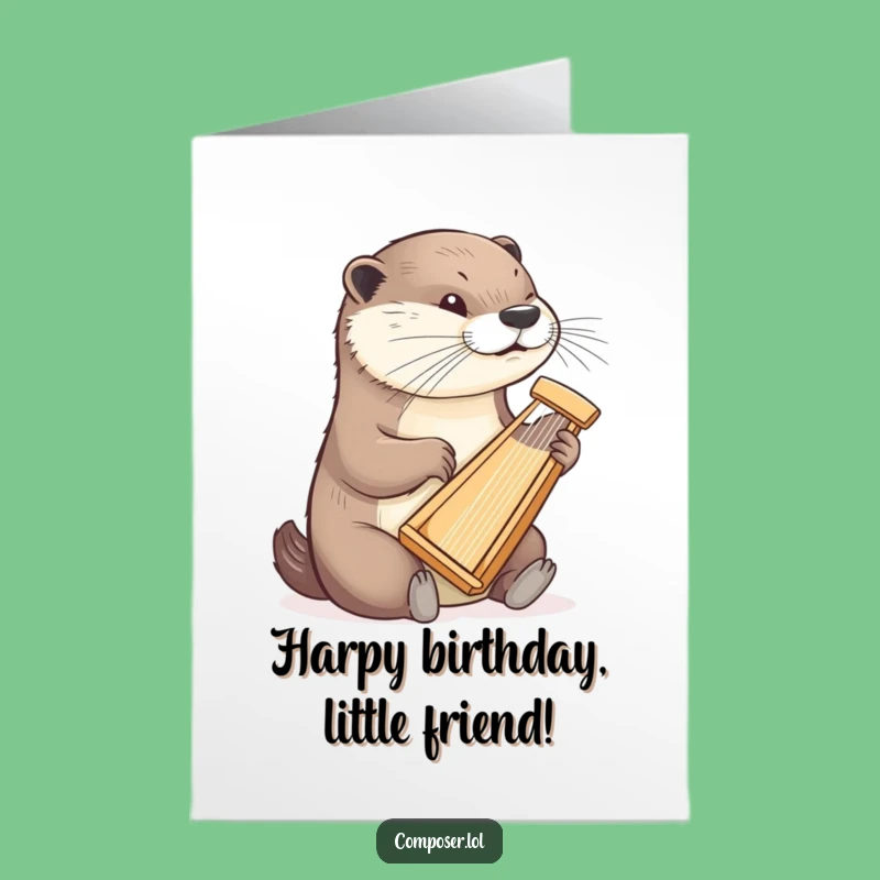 Free Printable Otter Harpist Birthday Card - Funny DIY Downloadable Gift