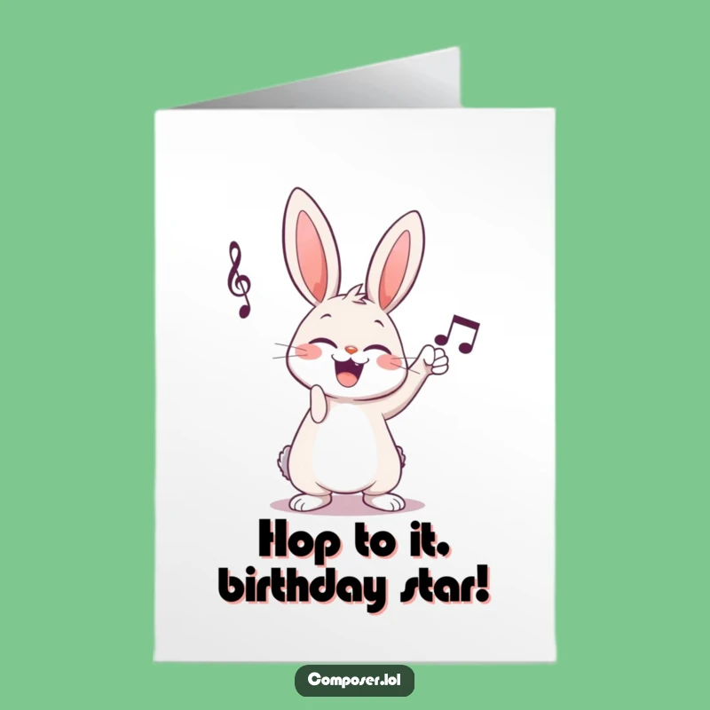 Free Printable Giggling Rabbit Birthday Card: Funny Downloadable Music Gift