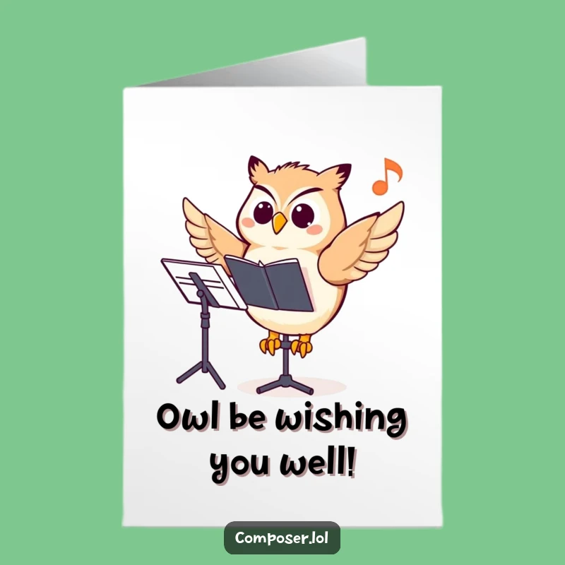 Free Printable Owl Composer Birthday Card: Humorous Downloadable Gift for Music Lovers!