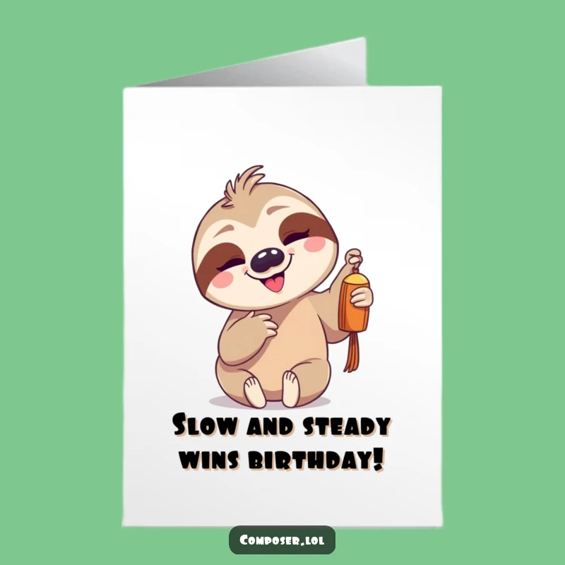 Free Printable Birthday Card: Sloth's Gentle Chime for Your Special Day!