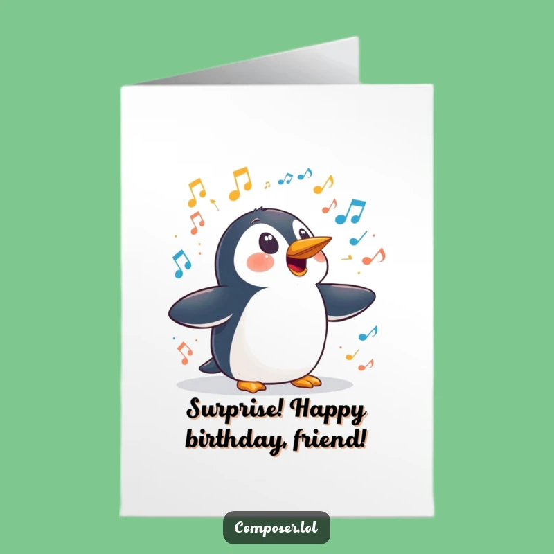 Free Printable Birthday Card: Surprised Penguin, Hilarious Downloadable Greeting for a Wild Birthday Bash
