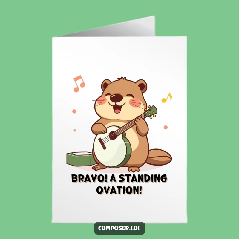 Congrats Free Printable Card - Beaver's Big Hit, Funny Downloadable Gift