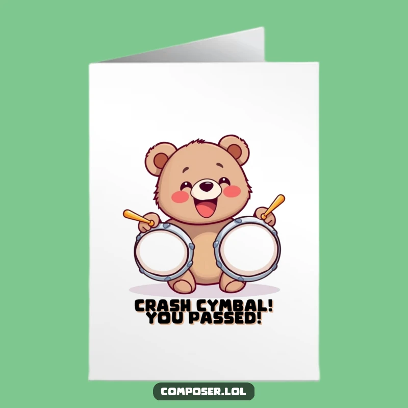 Free Printable Cymbal Bear Congrats Card - Joyful Downloadable Celebration